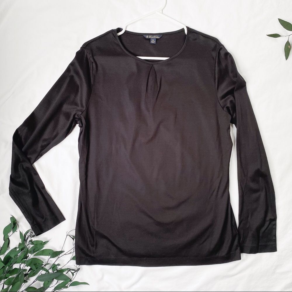 Brooks Brothers Black Basic Casual Long Sleeve T-Shirt Shirt Top